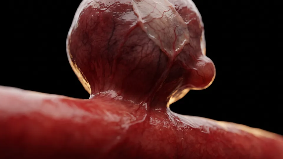 Fig. 01 — Aneurisma sacular em bifurcação arterial · ilustração